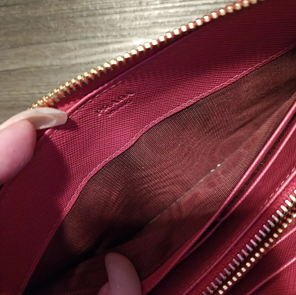 Prada Pink Saffiano Leather Long Zip Continental Wallet